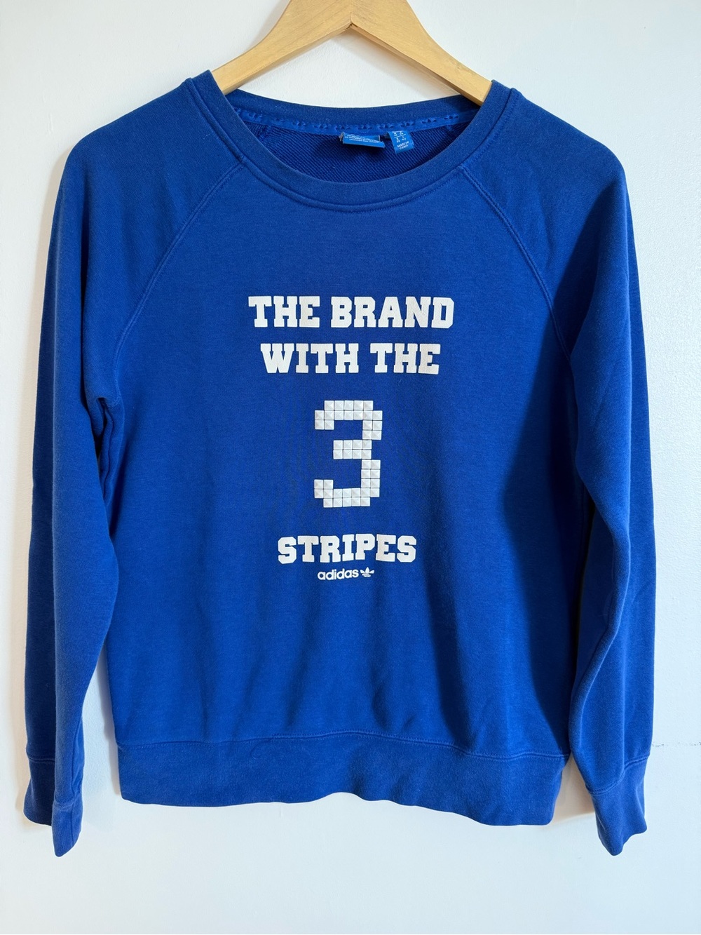 Adidas Originals Blue 3 Stripes Graphic Crewneck Sweatshirt Size S